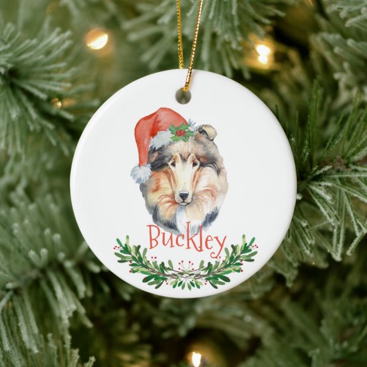 コリクリスマスパーソナライズされたの水彩色 セラミックオーナメント (ツリー)