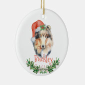 コリクリスマスパーソナライズされたの水彩色 セラミックオーナメント (右)