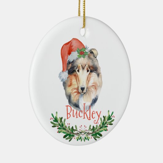 コリクリスマスパーソナライズされたの水彩色 セラミックオーナメント (右)