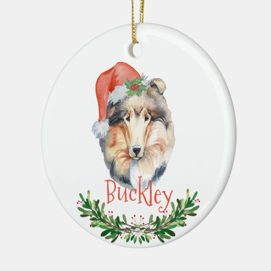 コリクリスマスパーソナライズされたの水彩色 セラミックオーナメント (左)