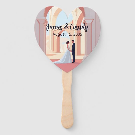 コリセウム結婚アーチの下のカップルイラストレーション ハンドファン (正面)