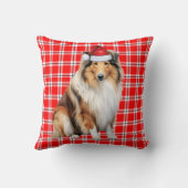 コリドッグレッドプレイドクリスマスホリデー クッション (裏面)