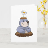 コリネズミとデイジーの花 カード (黄色い花)