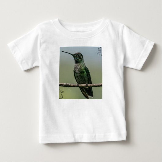 コリブリが枝に止まっている ベビーTシャツ (正面)