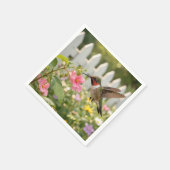 コリブリとナデシコの花 スタンダードカクテルナプキン (角)