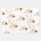 コリブリのティーカップの花模様 ラッピングペーパーシート (正面2)