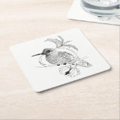 コリブリバードイラストレーションコースター スクエアペーパーコースター (アングル)