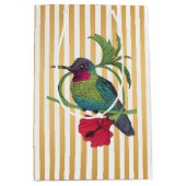 コリブリバード金ゴールドストライプイラストレーション抱き枕 ミディアムペーパーバッグ (正面)