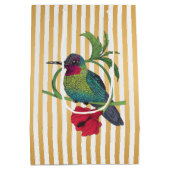 コリブリバード金ゴールドストライプイラストレーション抱き枕 ミディアムペーパーバッグ (裏面)