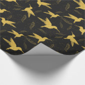 コリブリ鳥の黄金のシームレスなパターン ラッピングペーパー (角)