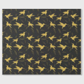 コリブリ鳥の黄金のシームレスなパターン ラッピングペーパー (フラット)