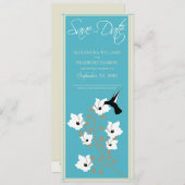 コリブリ　保存日付のお知らせ（水色） セーブザデート (正面/裏面)