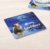 コリメリーストマスサンタカウホリデイ スクエアペーパーコースター (アングル)
