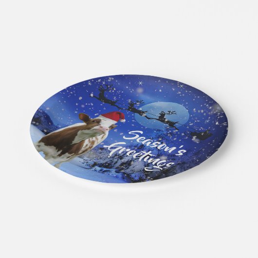 コリメリーストマスサンタカウホリデイ ペーパープレート (アングル)