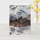 コリンウズラの一群 カード (黄色い花)