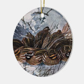 コリンウズラの一群 セラミックオーナメント (左)