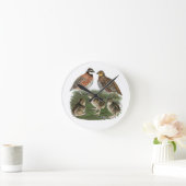 コリンウズラ家族 ラウンド壁時計 (ホーム)