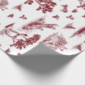 コリンウズラToile De Jouy Cranberryおよび白 ラッピングペーパー (角)