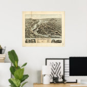 コリンズビルコネチカット1878アンティークパノラママ ポスター (ホームオフィス)