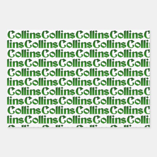 コリンズ氏一族の木の歴史の姓プラス ラッピングペーパーシート (正面)