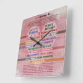 コリンチアン13 – 愛 スクエア壁時計 (傾斜)