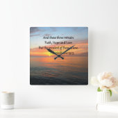 コリンチアン13:13サンライズ写真 スクエア壁時計 (ホーム)