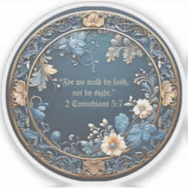 コリントの信徒への手紙二 5:7 聖書の名言 クラシック ラウンド シール