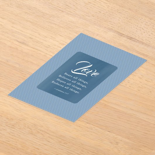 コリントの信徒への手紙13:7 愛はすべてのものを耐える アクリル招待状 (レイダウン)