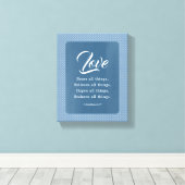 コリントの信徒への手紙13:7 愛はすべてのものを耐える キャンバスプリント (インサイチュ (ウッドフロア))