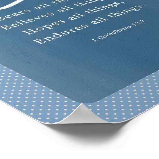 コリントの信徒への手紙13:7 愛はすべてのものを耐える ポスター (角)