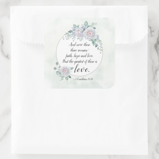 コリントの信徒への手紙1 13:13 信仰 希望 愛, 聖書の名言 スクエアシール (バッグ)