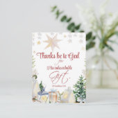 コリントの手紙Ⅱ 9:15 神に感謝あれ クリスマス 冬 聖書 ポストカード (スタンド正面)