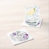 コリントの第一 13:4 愛は忍耐強い ヴィオレット フラワーリング スクエアペーパーコースター (インサイチュ)