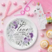 コリントの第一 13:4 愛は忍耐強い 紫の花 ペーパープレート (パーティー)