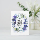 コリントの第一 13:4 愛は忍耐強い 聖書の名言 ポストカード (スタンド正面)