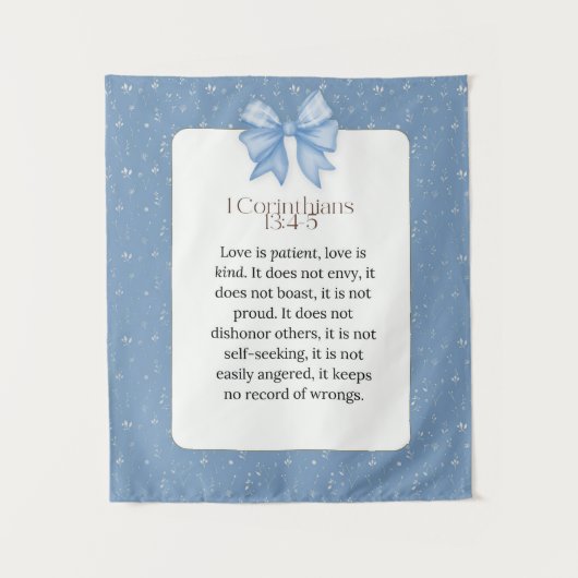 コリントの第一 13:4-5, 愛は忍耐強く、愛は親切です タペストリー (正面)