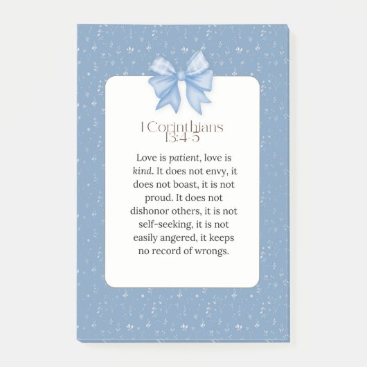 コリントの第一 13:4-5, 愛は忍耐強く、愛は親切です ポストイット (正面)