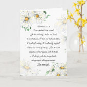 コリントの第一 13:4-8 愛は忍耐強い 白いデイジー カード (黄色い花)