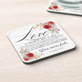 コリントの第一 13:4-8 愛は忍耐強い 聖書 花 コースター (左側)