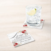 コリントの第一 13:4-8 愛は忍耐強い 聖書 花 スクエアペーパーコースター (インサイチュ)