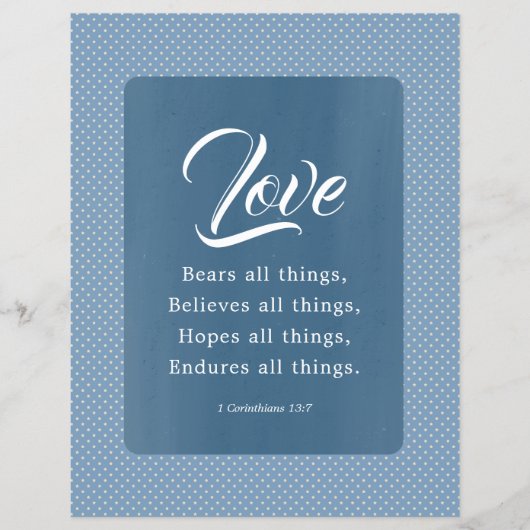 コリントの第一 13:7 愛はすべてのものを耐える チラシ (正面)