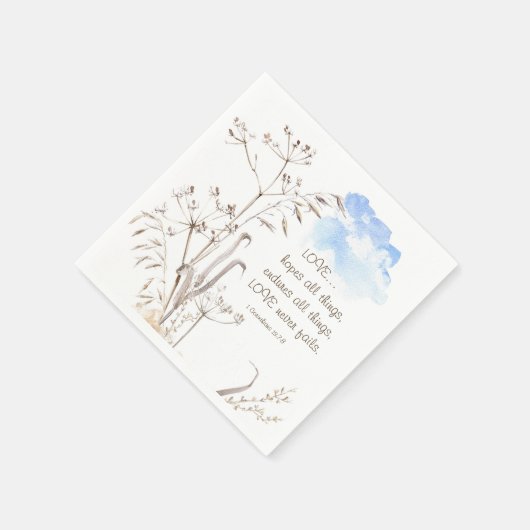 コリントの第一 13:7-8 愛は決して滅びません スタンダードカクテルナプキン (角)