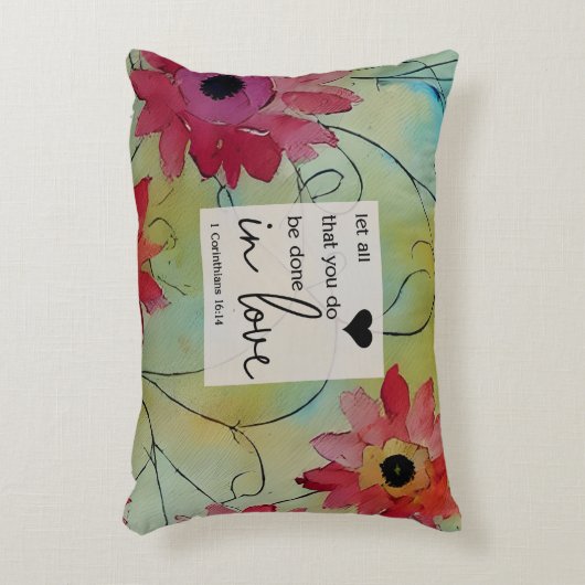 コリントの第一 16:14 愛をもってすべてのことが行われますように アクセントクッション (正面(垂直))