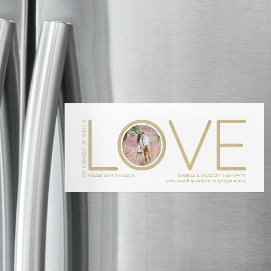 コリントの詩の愛の写真結婚式の日付を保存 マグネット招待状