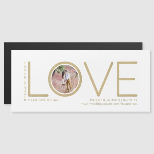 コリントの詩の愛の写真結婚式の日付を保存 マグネット招待状 (正面/裏面)