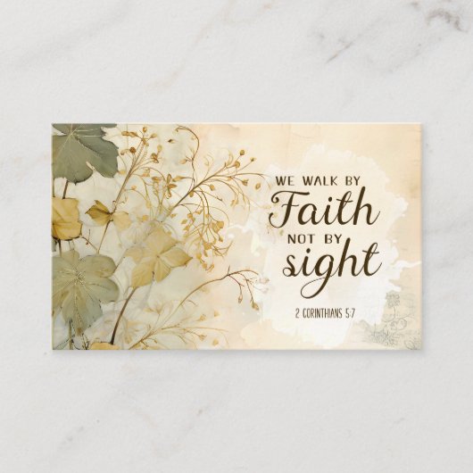 コリント人への手紙Ⅱ 5:7 歩く信仰 聖書の名言 名刺 (正面)