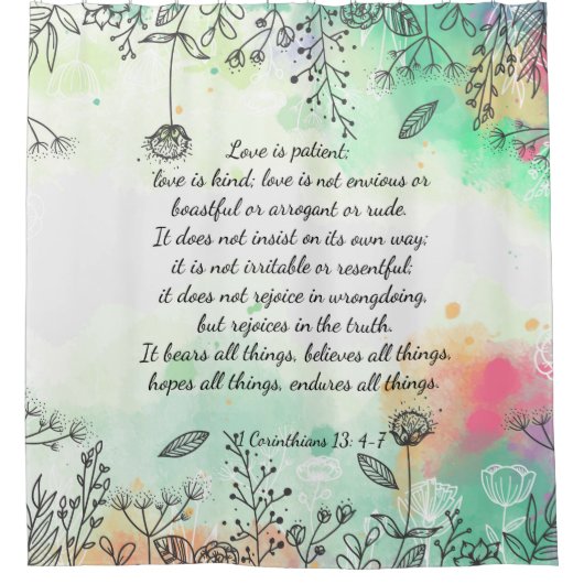 コリント人13: 4-7 シャワーカーテン (正面)