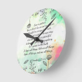 コリント人13: 4-7 ラウンド壁時計 (傾斜)