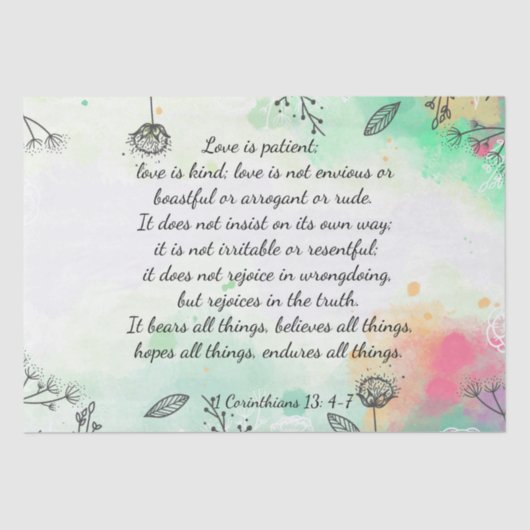 コリント人13: 4-7 薄葉紙 (正面)