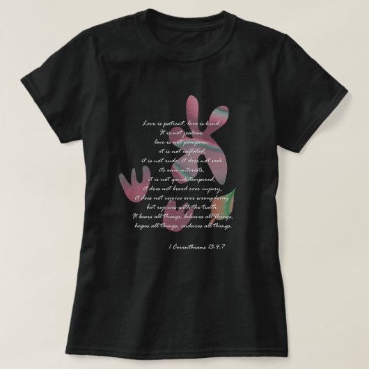 コリント人13: 4-7 Tシャツ (デザイン正面)